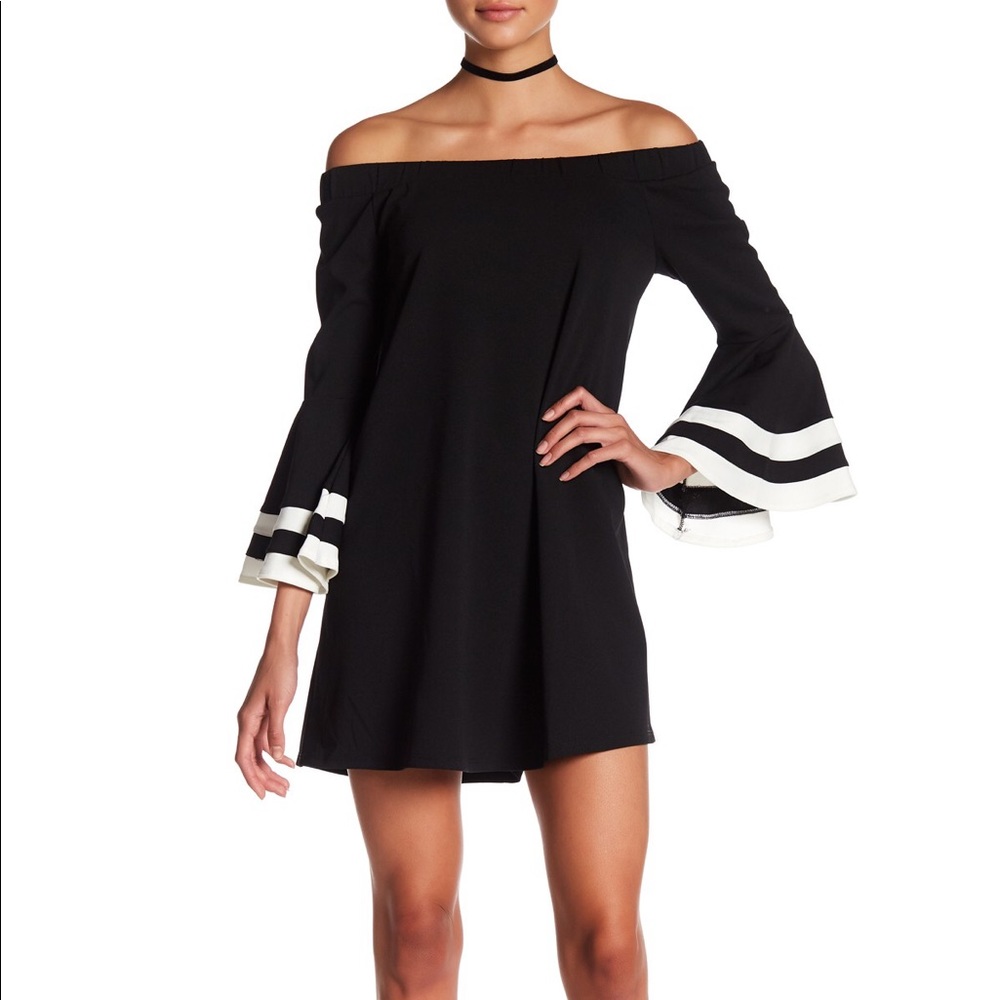 Free Shipping!!!Off Shoulder Bell Sleeved Dress